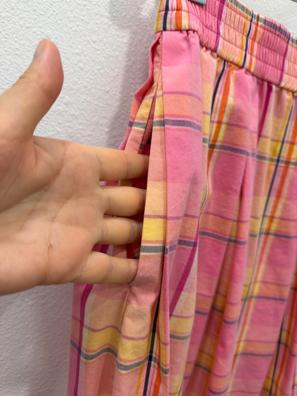 a.n.a A Plaid Midi Skirt Size 8 100% Cotton with Pockets - Picture 4 of 7